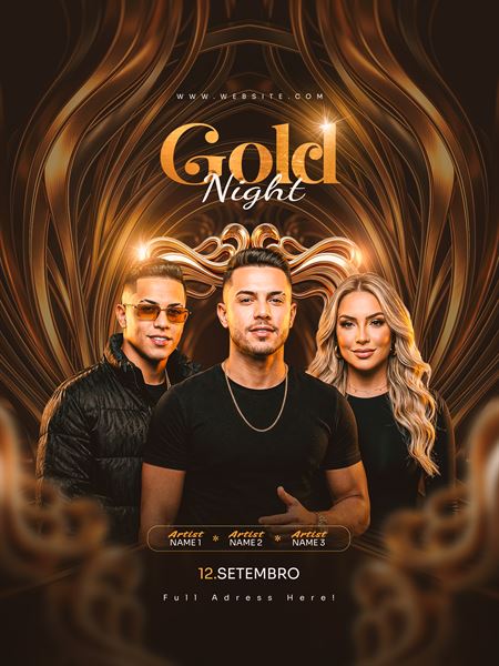 Flyer Gold Night Rave PSD - Template Photoshop Editável